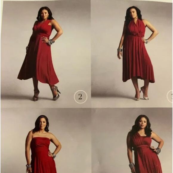 NWT Ashley Stewart 10 Way Infinity Dress Red Plus Size 1X - Picture 2 of 11